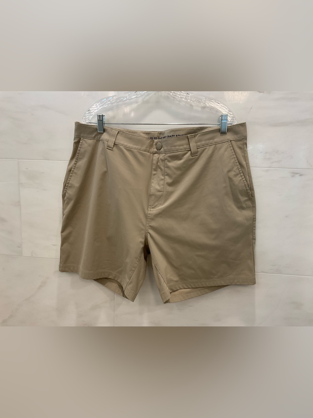 Gently Used - RHONE Khaki Tan 7.0” Commuter Flex Knit Shorts size 38 T44